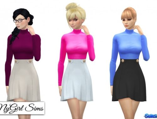Turtleneck High Waist Dress at NyGirl Sims