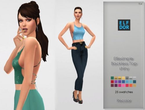 Elliesimple`s Backless Top Recolor – shiny at Elfdor Sims