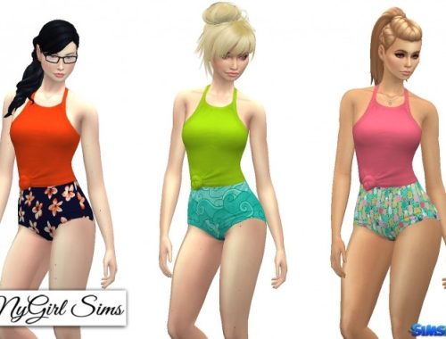 Halter Cross Shirted Swimsuit at NyGirl Sims