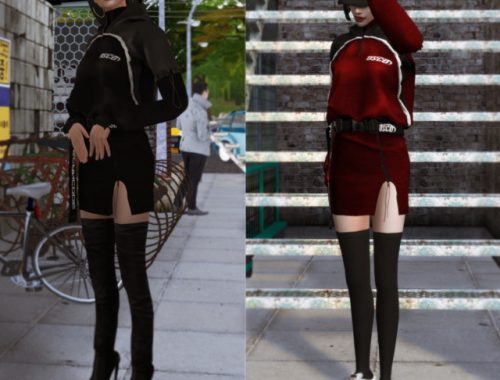 Velour zipper hoodie dress at Kiro