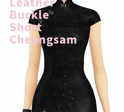 【CHARONLEE】Leather buckle short cheongsam