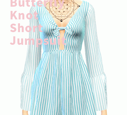 【CHARONLEE】Butterfly knot short jumpsuit