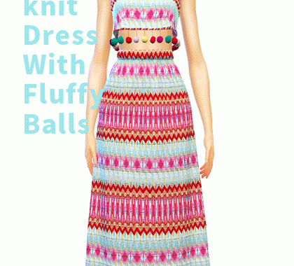 【CHARONLEE】Knit dress with fluffy balls