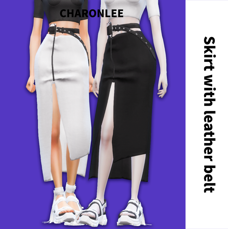 【CHARONLEE】Hyein Seo skirt with leather belt - The Sims 4 Catalog