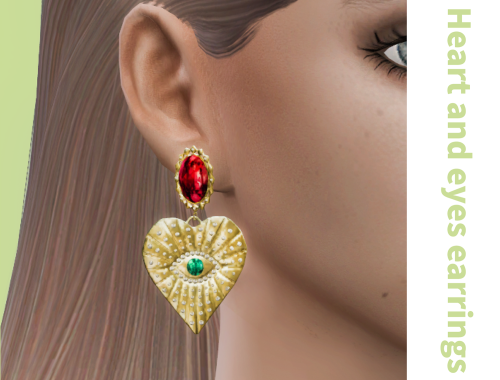 Heart and eyes earrings