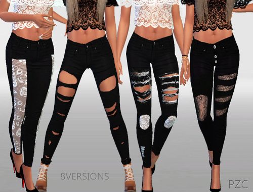 Winter black ripped jeans collection
