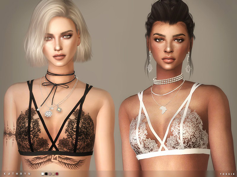 The Sims Resource - Black Lace Bra Crop Top