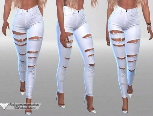 White Ripped Summer Jeans