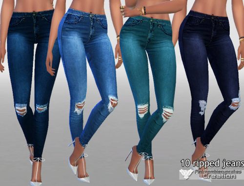 10 Dark Ripped Denim Jeans