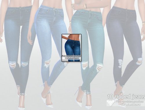 10 Dark Ripped Denim Jeans