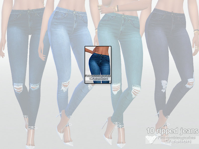 10 Dark Ripped Denim Jeans - The Sims 4 Catalog