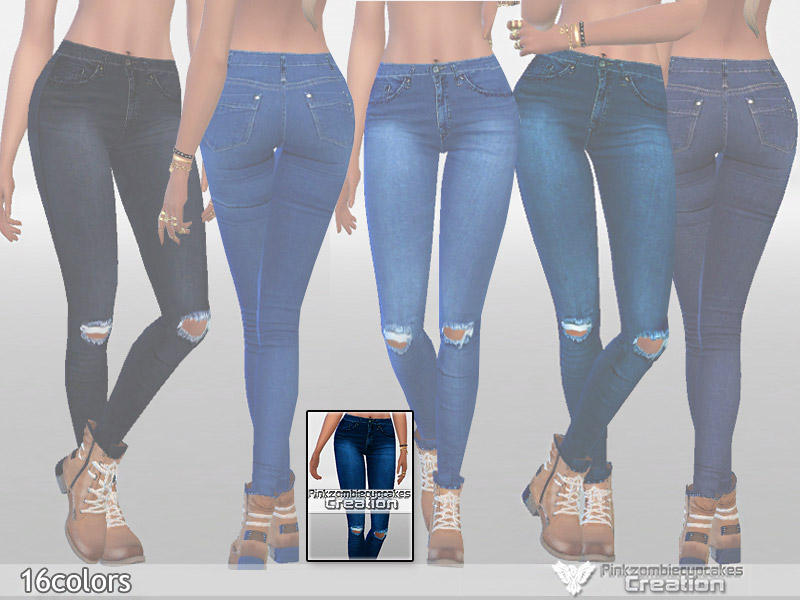 Dark Ripped Denim Jeans - The Sims 4 Catalog