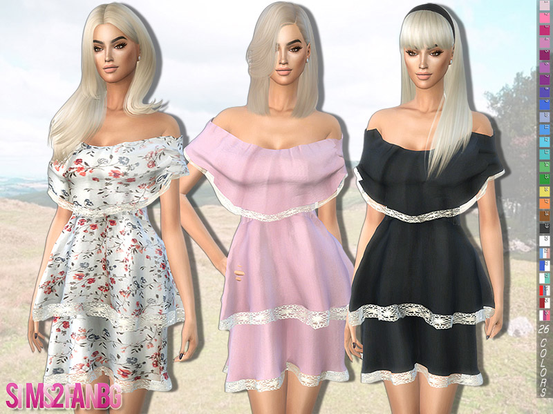 279 - Bare Shoulder Layered Dress - The Sims 4 Catalog
