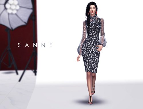 Tie-neck Daisy-print Dress SANNE