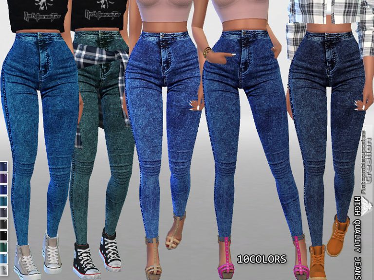 High Waisted Dark Denim Jeggings - The Sims 4 Catalog