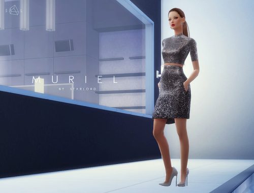 Metallic Silk Dress MURIEL