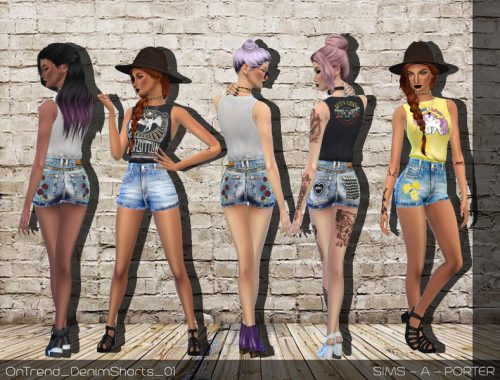 On Trend - Band Shirts and Denim Shorts Set