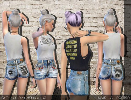 On Trend - Band Shirts and Denim Shorts Set