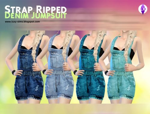 Strap Ripped Denim Jumpsuit