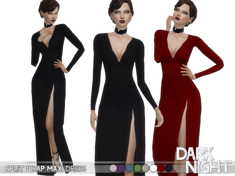 Split Wrap Maxi Dress - FIXED - The Sims 4 Catalog