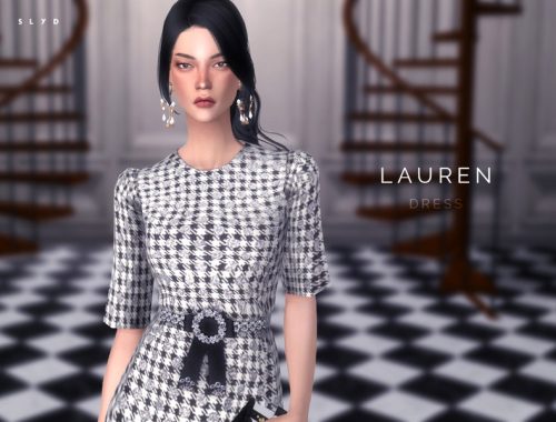 Houndstooth Check Dress - LAUREN
