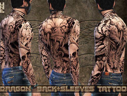 Dragon Back and Sleeves Tattoo