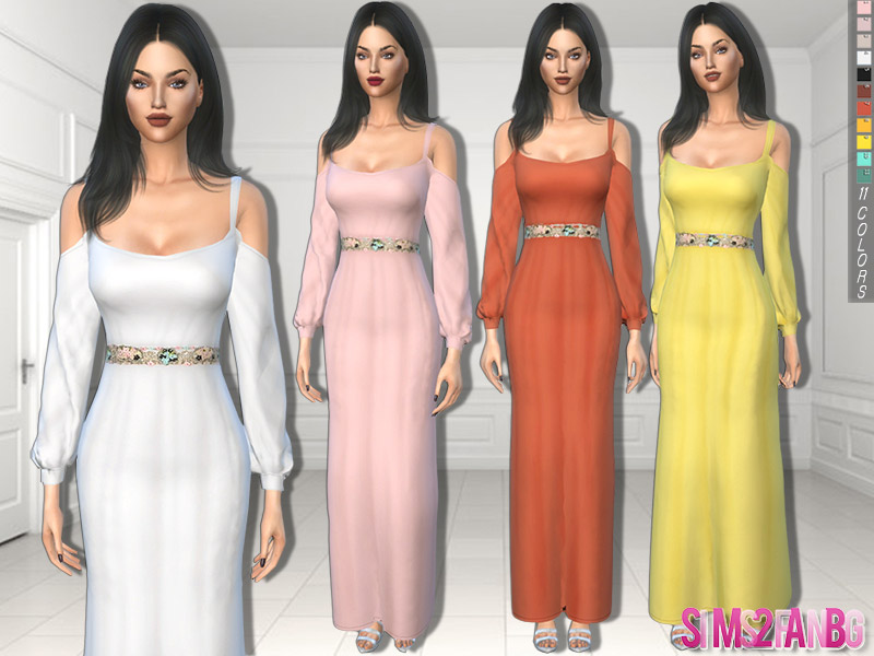 325 - Dress With Open Sleeves and Belt - The Sims 4 Catalog