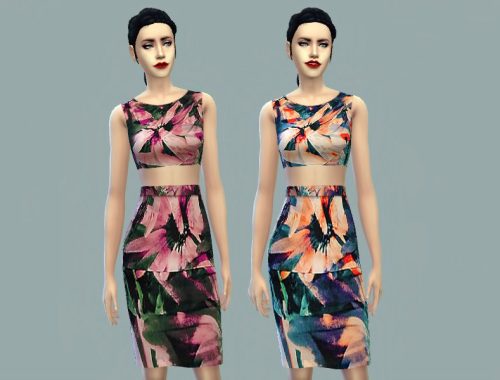 Tropico - skirt & crop top (full body)