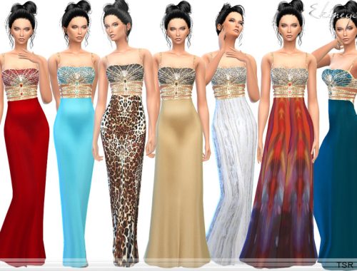 Exotic Jeweled Bodice Evening Gown