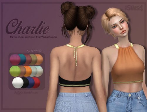 Trillyke - Charlie Metal Collar Crop Top with Chains