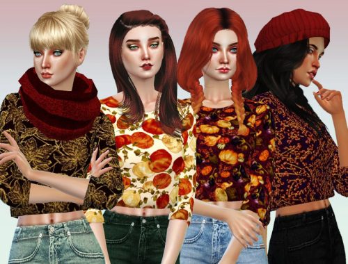 Autumn Abundance Cropped Sweaters - mesh needed