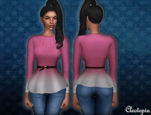 Set54- Belted Peplum Spring Top