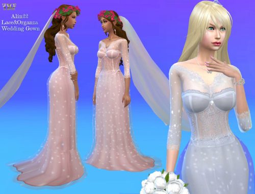 Sweet Lace & Organza Wedding Gown