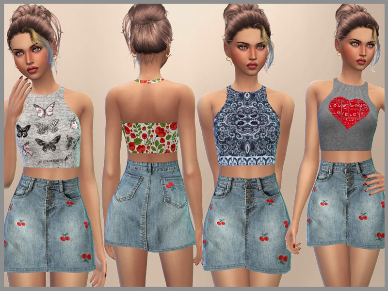 One piece Halter Top And Skirt Outfit - The Sims 4 Catalog