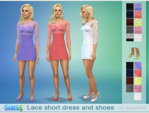 Lace short coctail dress and shoes