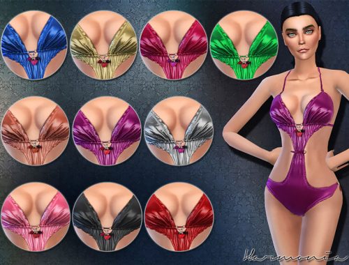 Wet-Look Style Berry Swimsuit