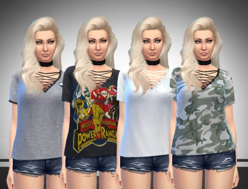 Grunge Lace Up Tshirt - Outdoor Retreat needed