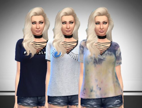 Grunge Lace Up Tshirt - Outdoor Retreat needed