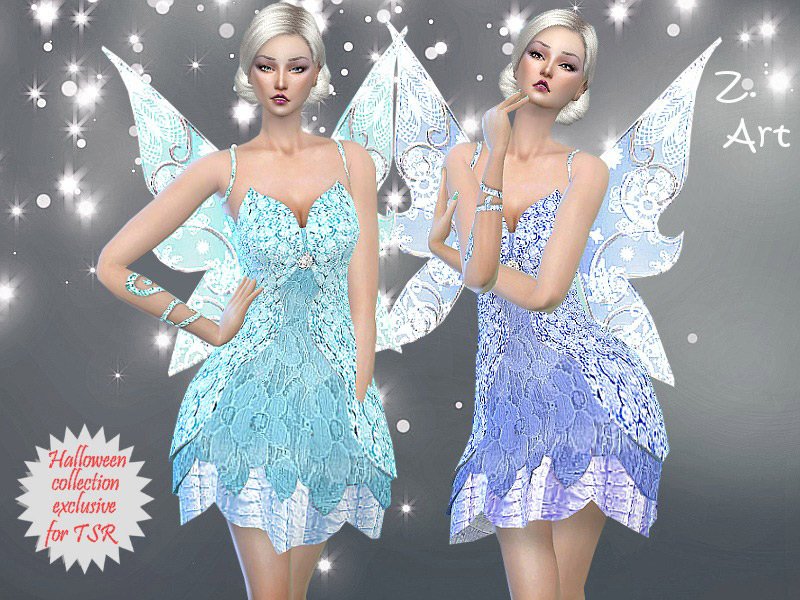 A sparkly glittery fairy outfit for sims in sims 4. Showing 2 recolors. 