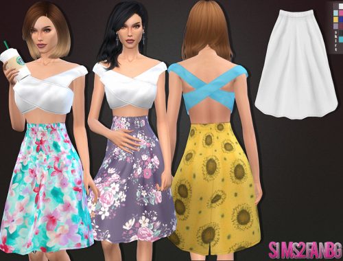 42 - Spring Floral Long Skirt set