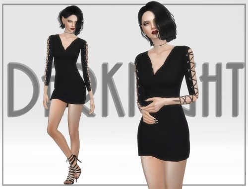 Wool Blend Lace-Up Arm Dress