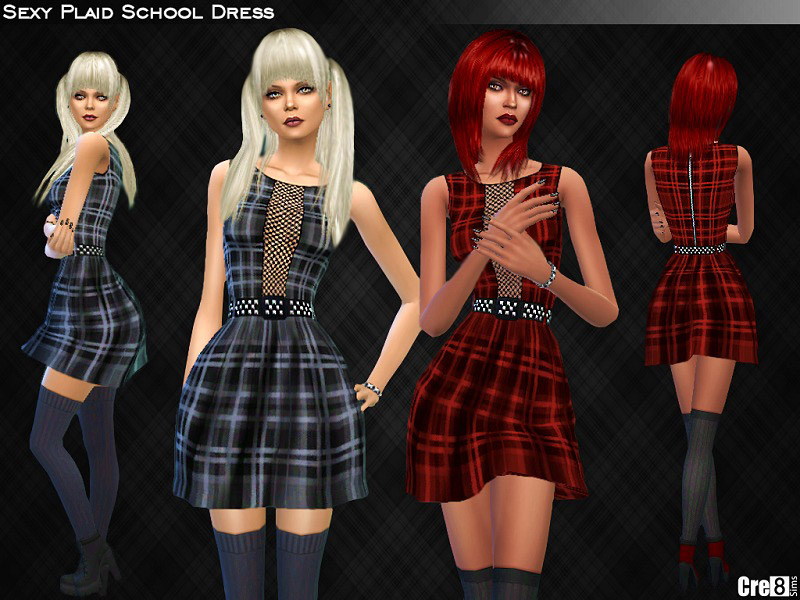 Women's Plaid School Dress - The Sims 4 Catalog