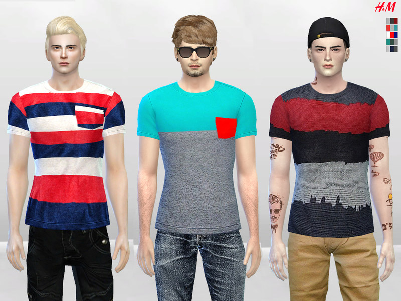 Striped and Curved Slim-Fit Tees - The Sims 4 Catalog