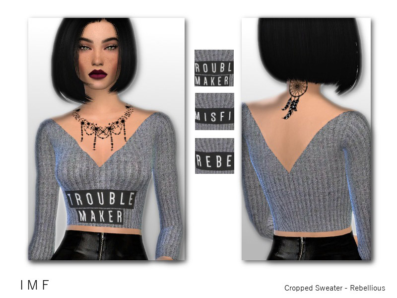 IMF Cropped Sweater - Rebellious - The Sims 4 Catalog
