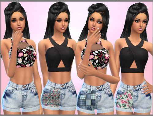 Various Patterned Denim Shorts