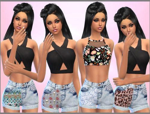 Various Patterned Denim Shorts