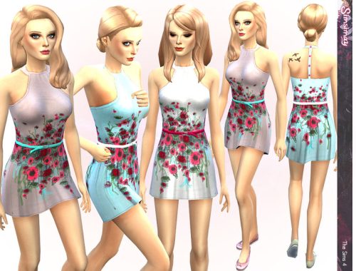 Floral Hand-Painted Dress