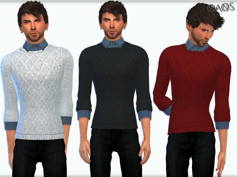 Denim Shirt With Sweater - The Sims 4 Catalog