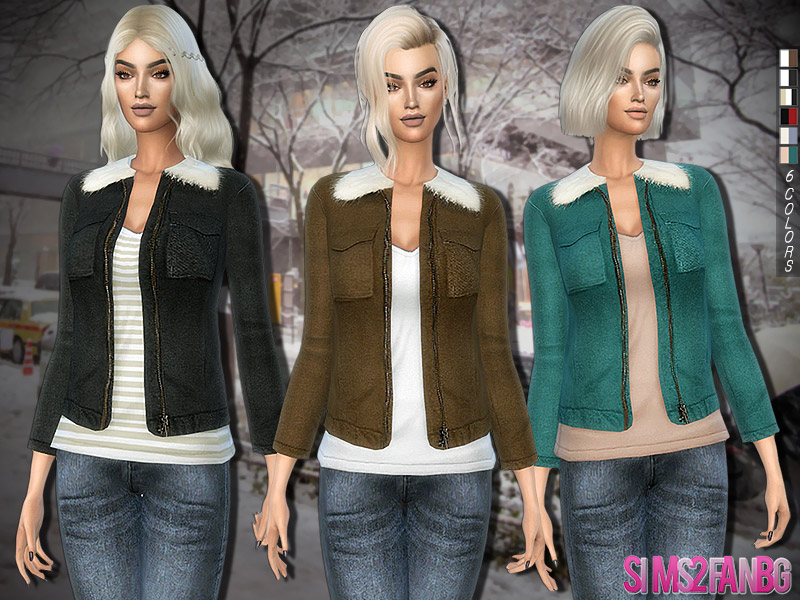 252 - Jacket with soft faux fur collar - The Sims 4 Catalog