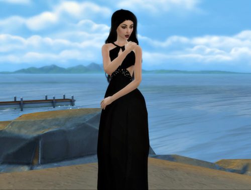 Long Strappy Diamond Encrusted Dress - mesh needed